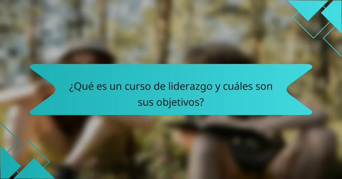 ¿Qué es un curso de liderazgo y cuáles son sus objetivos?